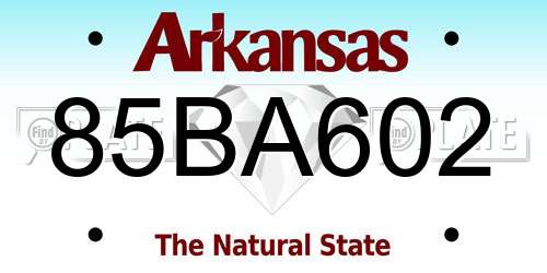 85BA602 Arkansas License Plate