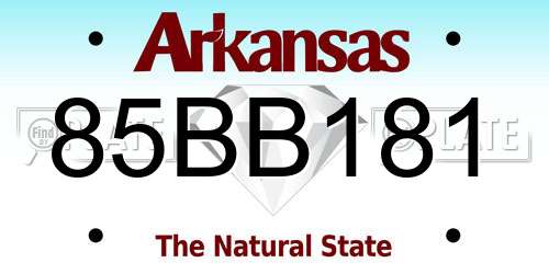 85BB181 Arkansas License Plate