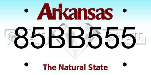 85BB555 Arkansas License Plate