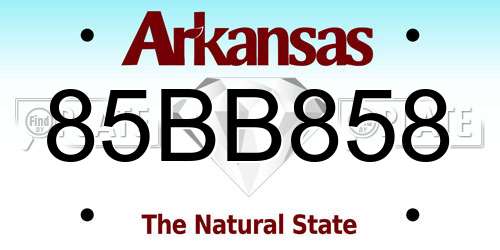 85BB858 Arkansas License Plate