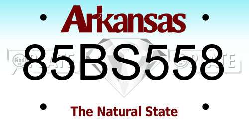 85BS558 Arkansas License Plate
