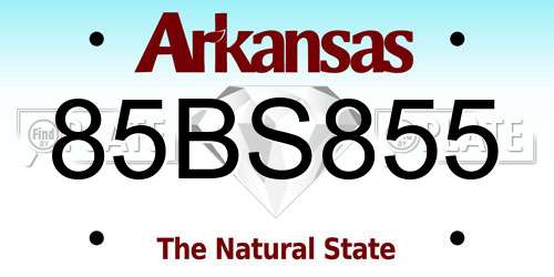 85BS855 Arkansas License Plate