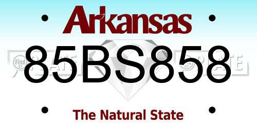 85BS858 Arkansas License Plate