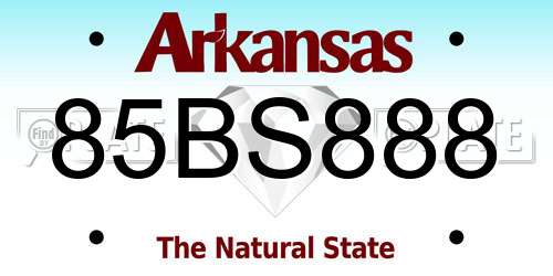 85BS888 Arkansas License Plate