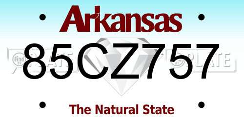 85CZ757 Arkansas License Plate
