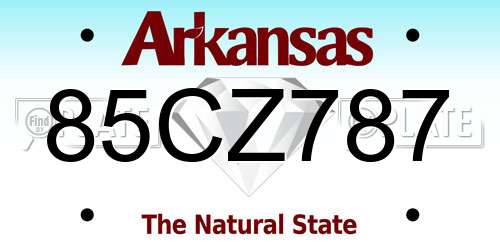 85CZ787 Arkansas License Plate