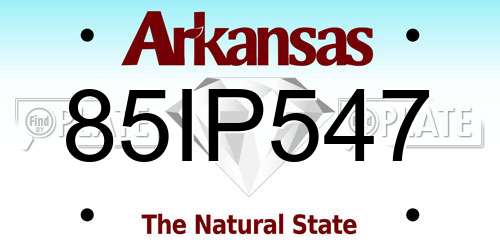 85IP547 Arkansas License Plate