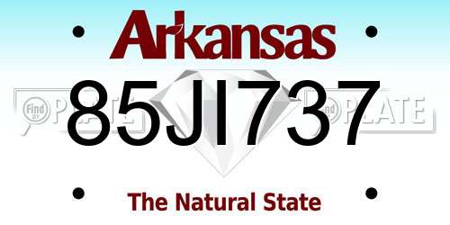 85JI737 Arkansas License Plate