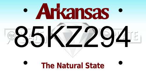 85KZ294 Arkansas License Plate