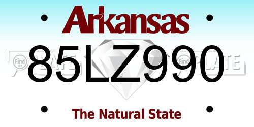 85LZ990 Arkansas License Plate