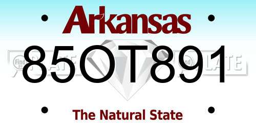 85OT891 Arkansas License Plate