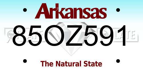 85OZ591 Arkansas License Plate