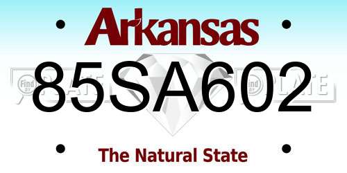 85SA602 Arkansas License Plate