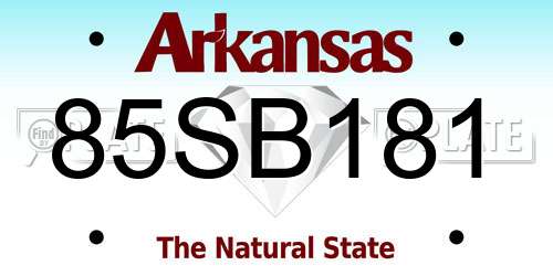85SB181 Arkansas License Plate