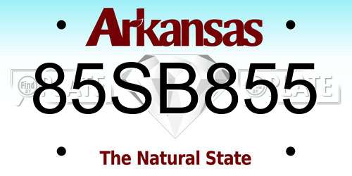 85SB855 Arkansas License Plate