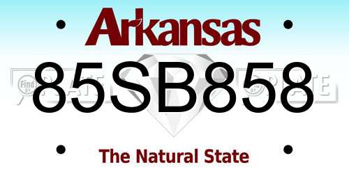 85SB858 Arkansas License Plate