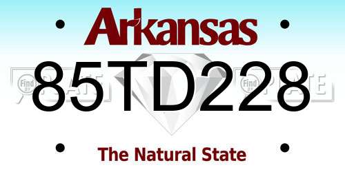 85TD228 Arkansas License Plate