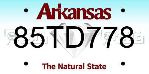 85TD778 Arkansas License Plate