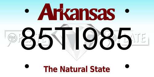 85TI985 Arkansas License Plate