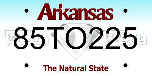 85TO225 Arkansas License Plate