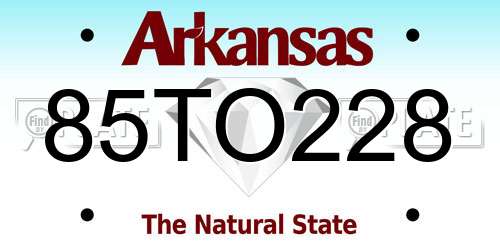 85TO228 Arkansas License Plate