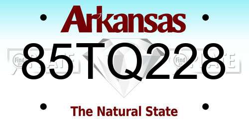 85TQ228 Arkansas License Plate