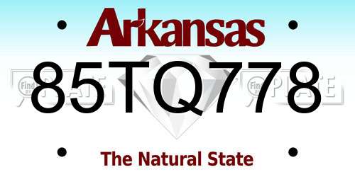 85TQ778 Arkansas License Plate