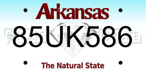 85UK586 Arkansas License Plate