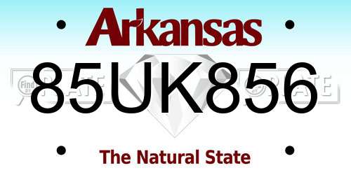85UK856 Arkansas License Plate