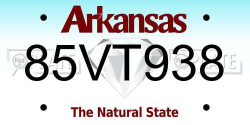 85VT938 Arkansas License Plate