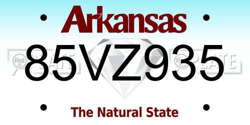 85VZ935 Arkansas License Plate
