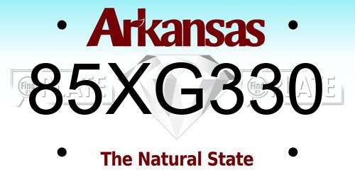 85XG330 Arkansas License Plate