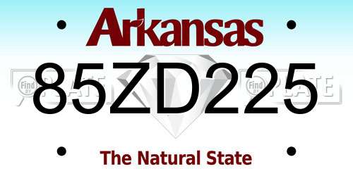 85ZD225 Arkansas License Plate