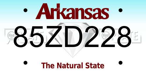 85ZD228 Arkansas License Plate