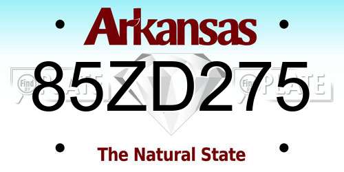 85ZD275 Arkansas License Plate