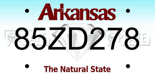 85ZD278 Arkansas License Plate