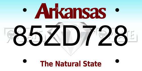 85ZD728 Arkansas License Plate