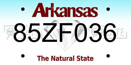 85ZF036 Arkansas License Plate