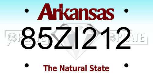 85ZI212 Arkansas License Plate