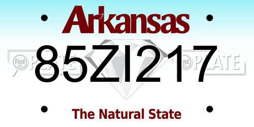 85ZI217 Arkansas License Plate