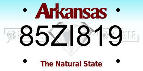 85ZI819 Arkansas License Plate