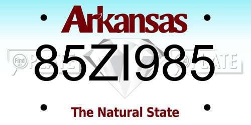 85ZI985 Arkansas License Plate