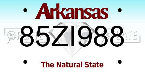 85ZI988 Arkansas License Plate