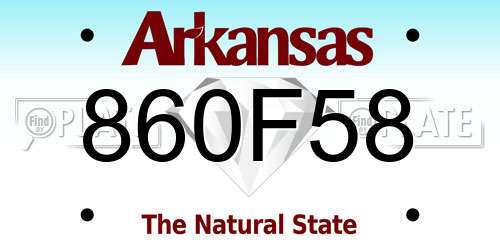 860F58 Arkansas License Plate