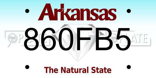 860FB5 Arkansas License Plate