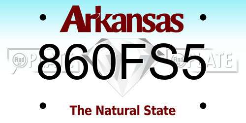 860FS5 Arkansas License Plate