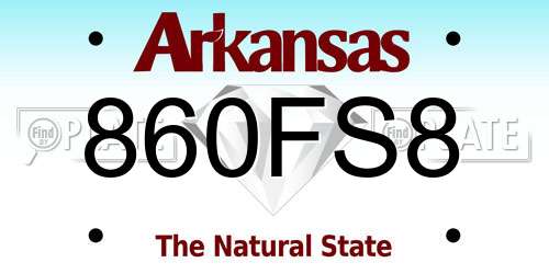 860FS8 Arkansas License Plate