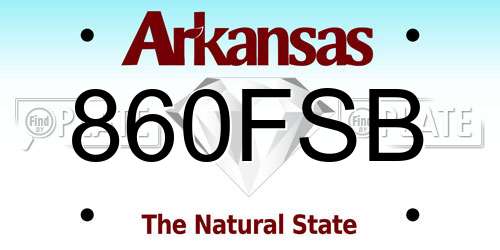 860FSB Arkansas License Plate
