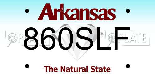 860SLF Arkansas License Plate