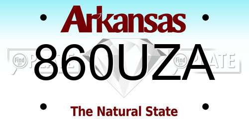 860UZA Arkansas License Plate